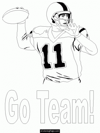 Go Team Quarterback Football Coloring Page for Kids 