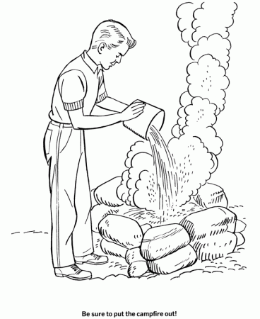 Arbor Day Coloring Pages - Extinguish campfires Coloring Pages 