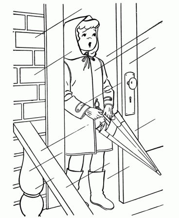 Spring Coloring Pages - Kids Spring Rain Falling Coloring Page 