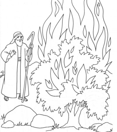 Moses And The Burning Bush Coloring Page | Coloring Pages