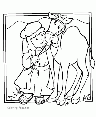 Bible Coloring Pages - Boy and Camel