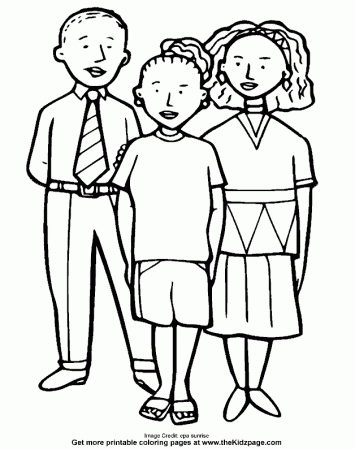 Three People Standing - Free Coloring Pages for Kids - Printable 