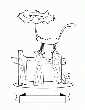 Cats & Kittens Coloring Books and Videos: Cat standing on fence 