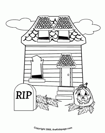 Halloween House - Free Coloring Pages for Kids - Printable 