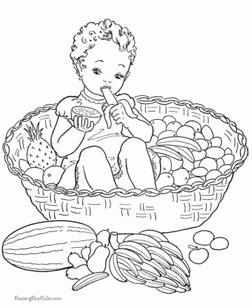 Fruit basket for kid to print and color 020