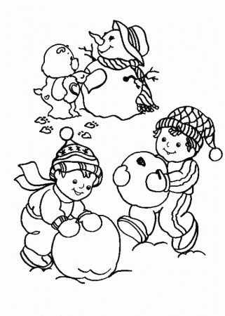 SNOWMAN coloring pages - Snowman is skiing with Santa