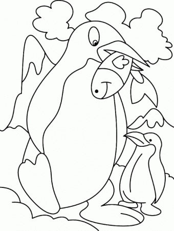 Penguin With Fish Easy Coloring Pages - Animal Coloring Pages on 