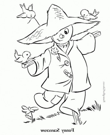 Funny Scarecrow Coloring Page - Kids Colouring Pages