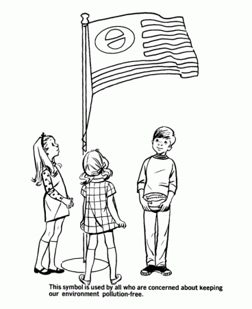 Earth Day Coloring Pages - Free Printable USA Ecology Flag 