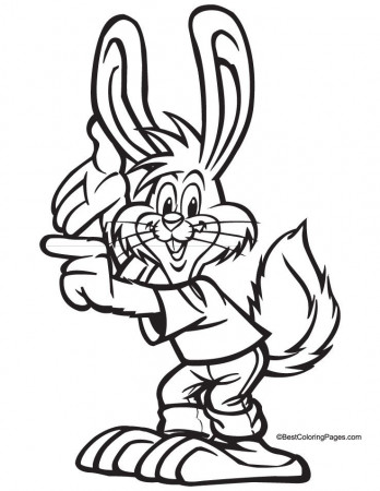 Easter bunny cartoon Colouring Pages