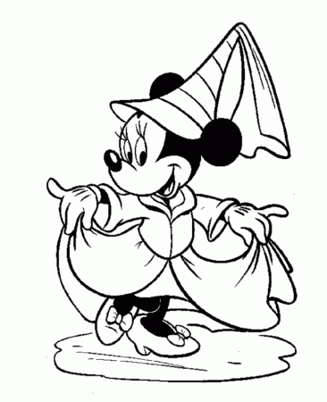 Minnie in Witch Dress Coloring Page - Disney Coloring Pages on 