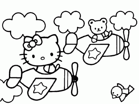 flying hello kitty coloring pages : Printable Coloring Sheet 