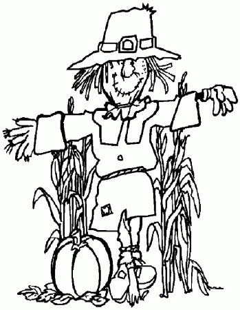 Thanksgiving Scarecrow Coloring Pages Printables - Picture 1 
