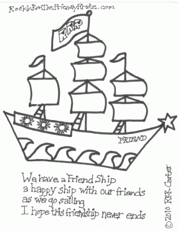 Rockin Ron Friendly Pirate Ship Coloring Page Image Id 32991 