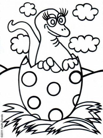 Printable Colouring: Baby Dinosaur Hatching - Rooftop Post Printables
