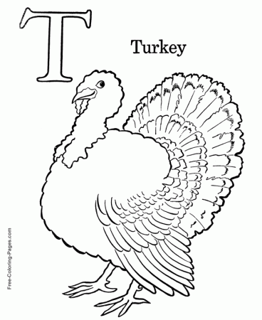 Alphabet coloring pages - T is for Turkey