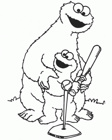 Monster Cookie And Kids Playing Baseball Coloring Pages - Cookie 