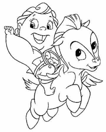 Download Cartoon Coloring Pages Baby Pegasus And Hercules Or Print 