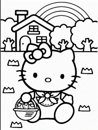 hello kitty happy birthday coloring pages | Free Reference Images