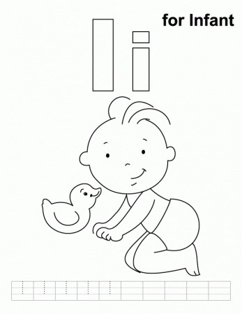 I for infant coloring page with handwriting practice | Download 