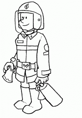 Fireman Coloring Pages : Fireman Carry Tools Coloring Page For 