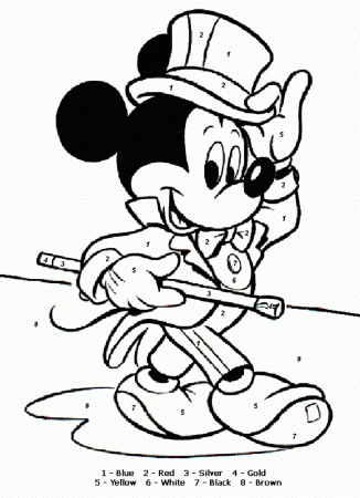 color by numbers coloring page mickey mouse » Cenul – Free 
