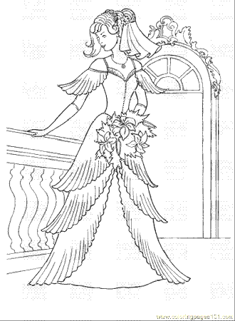 Coloring Pages Princess In Her Wedding Dress (Peoples > Royal 