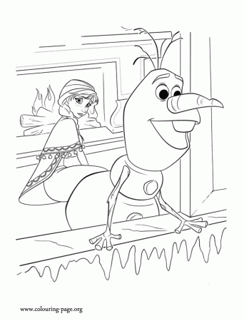Frozen - Olaf looking out the window coloring page