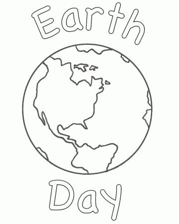 Planet Earth with Earth Day - Coloring Page (Earth Day)