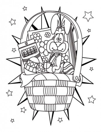 Coloring & Activity Pages: Easter Basket Coloring Page