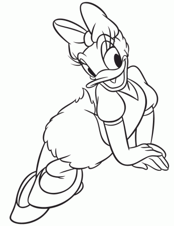 Pretty Daisy Duck Posing Coloring Page | HM Coloring Pages