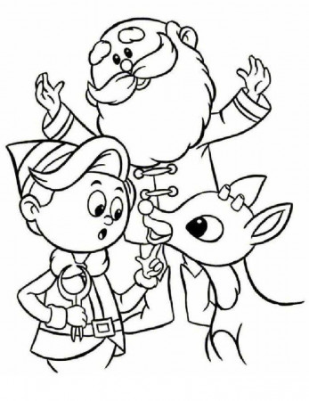 rudolph and santa Colouring Pages