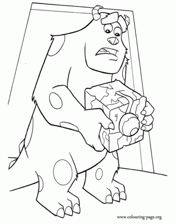 Monsters, Inc. - Sulley with a cube of garbage coloring page