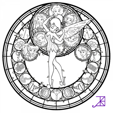Disney Fairies Stained Glass -line art- by Akili-Amethyst on 