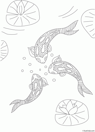 koi pond Colouring Pages