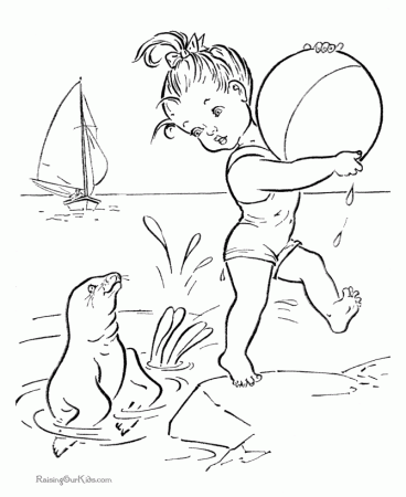 printable beach coloring page for kid
