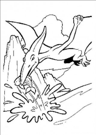 Online Coloring Pages Of Pterodactyl Eats Fish - deColoring