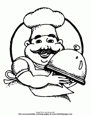 Chef with some Food - Free Coloring Pages for Kids - Printable 