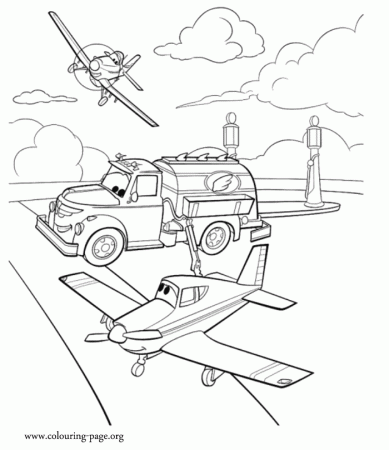 Planes - Chug is checking the fuel of the planes coloring page