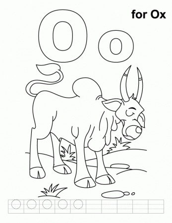 O for ox coloring page with handwriting practice | Download Free O 