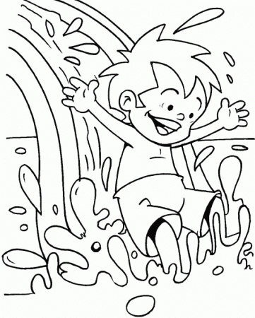 Water slide at water park coloring page