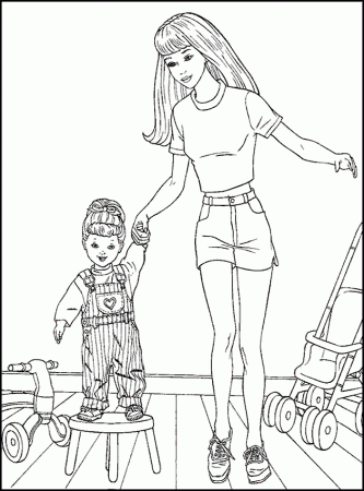 coloring books Barbie and Baby to print and free download