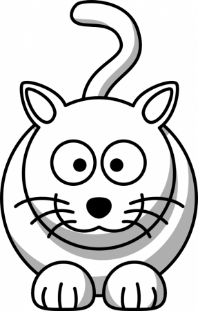 Cartoon Cat Black White Line Animal Coloring Sheet Colouring Page 