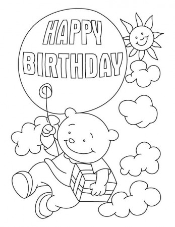 Flying with a birthday balloon coloring pages | Download Free 