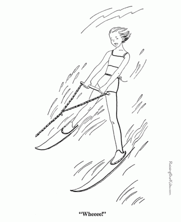 Water skiing page to print and color 021