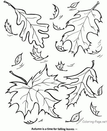 Fall Coloring Book Pages - Falling leaves