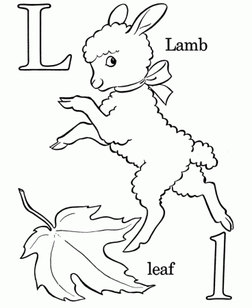 Letter L, Lamb and Leaf coloring pages for kids – Preschool 