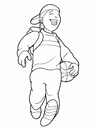 Boys Playing Basketball Coloring Pages