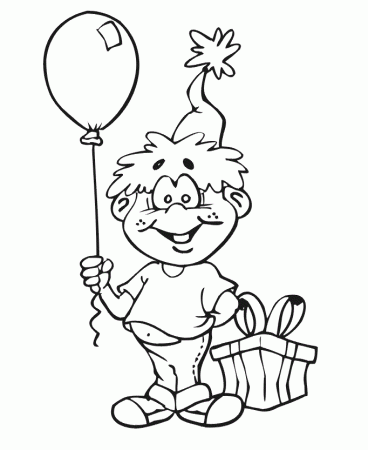 Baby With Balloon Coloring Pages | Coloring