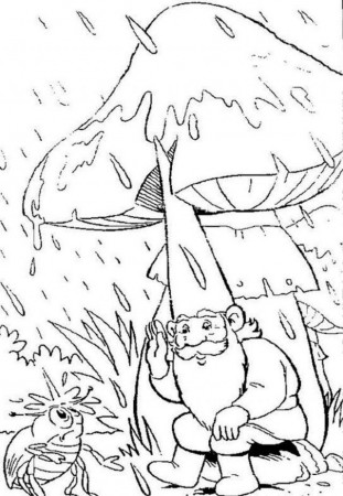 David The Gnome Under Rain Coloring Page Coloringplus 275387 Gnome 